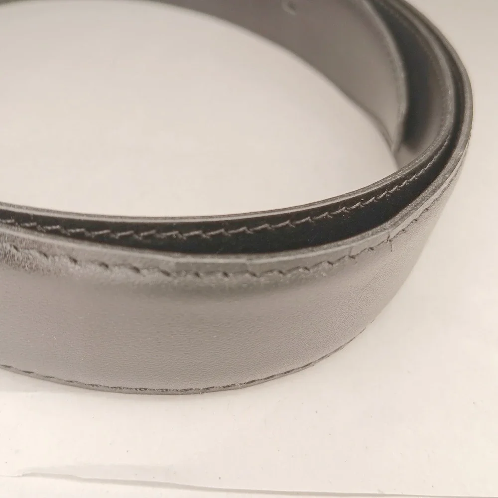 Lyntone Belt Mens 46 Black Good Glazed Aniline Leather Easy Stretch Made in USA